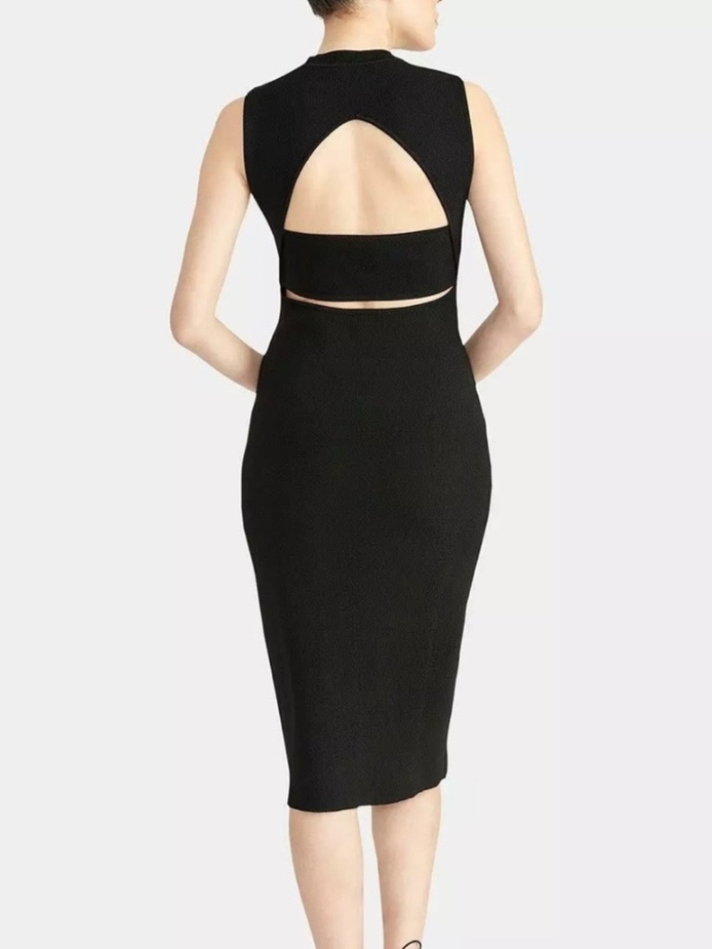 Rachel Roy Bodycon Cutout Back Knit Midi Dress (Black)